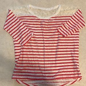 Express lace shoulder sheer top sz S